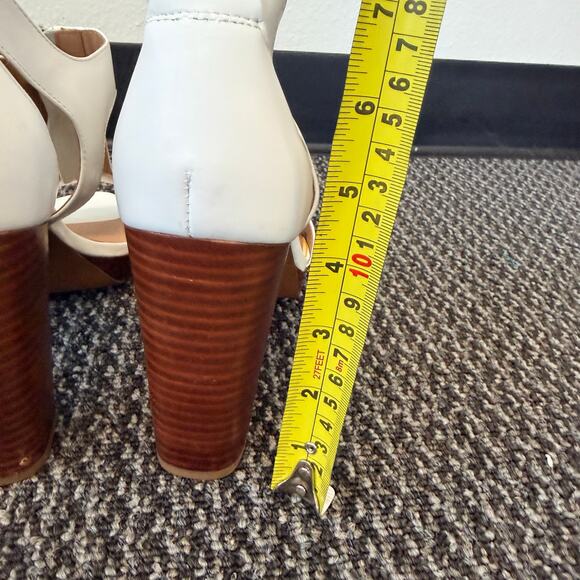 Franco Sarto Womens White Leather Myriad Zip Platform Sandals Block Heel Size 11 - Picture 10 of 10